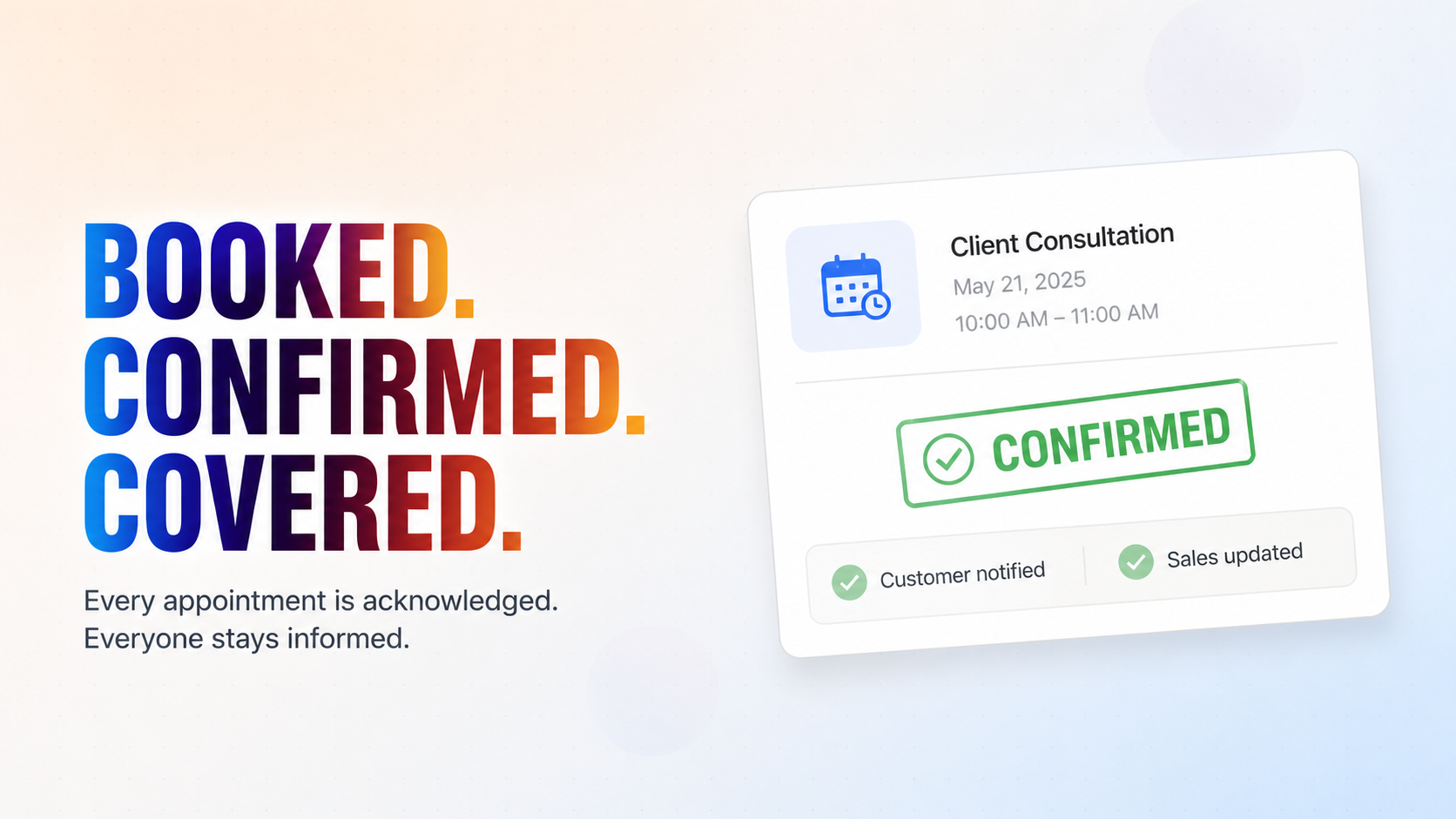 Appointment Confirmation Follow-Up & Sales Notification Agent