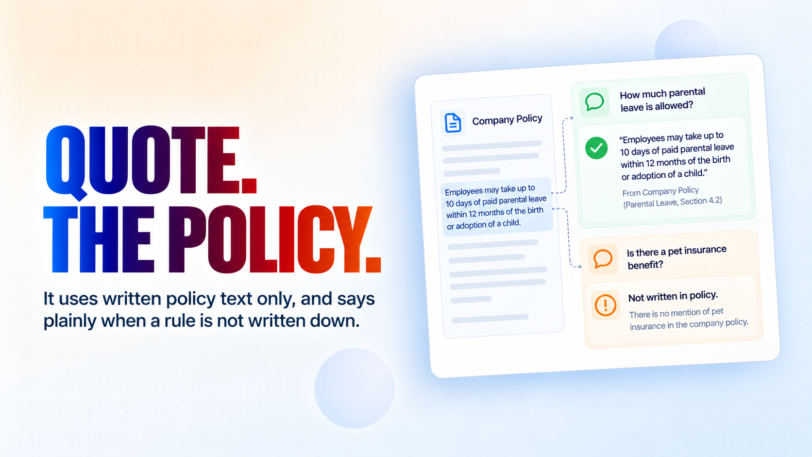 Quote the policy. Quote the policy.