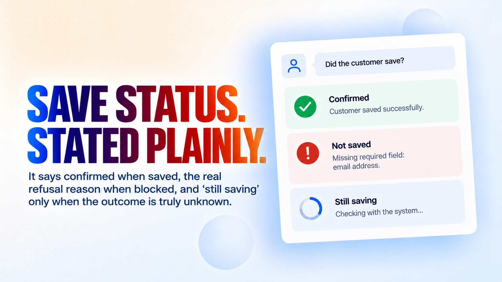 Save status. Stated plainly.