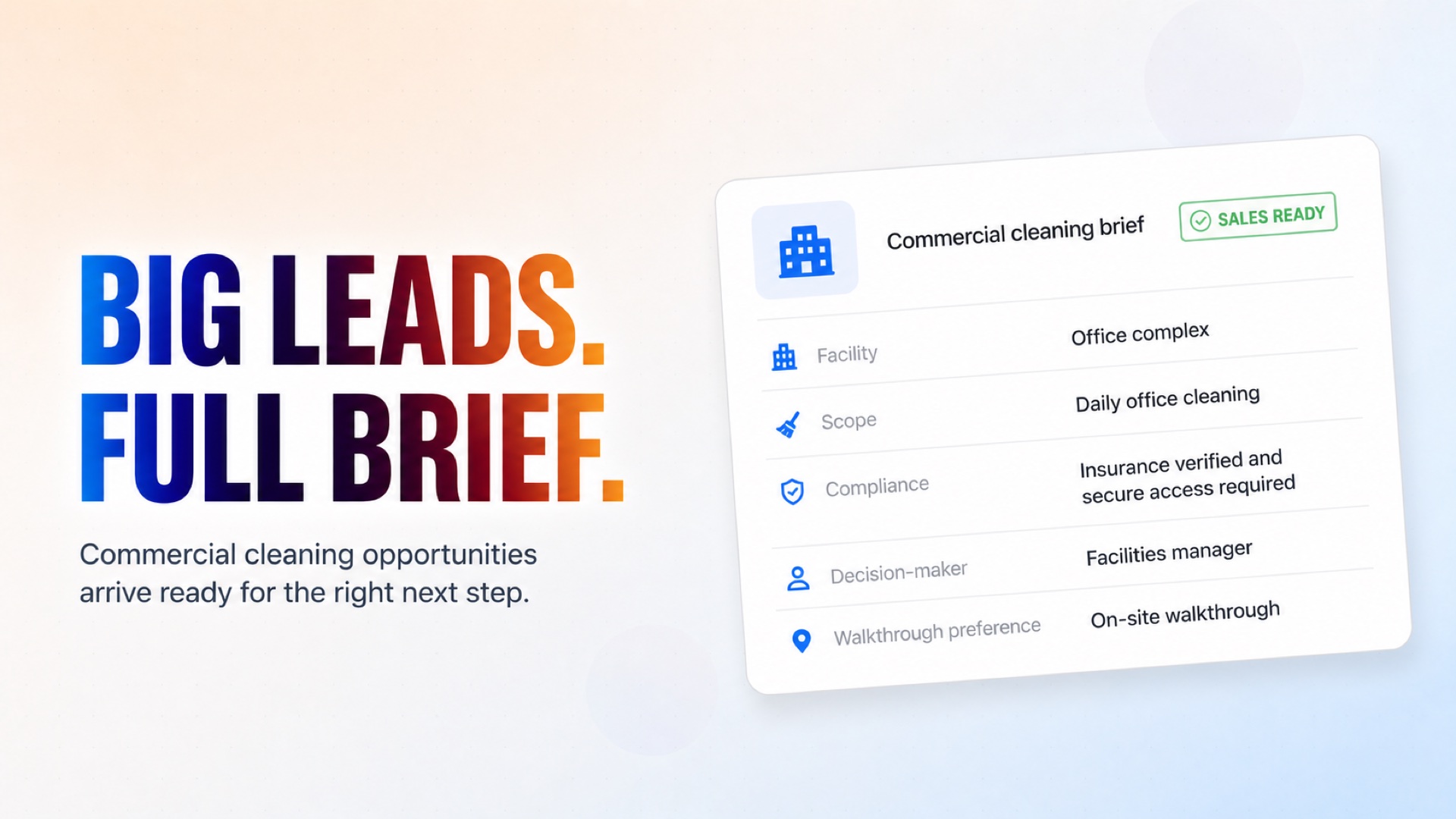 Big Commercial Leads Arrive With a Complete Brief Big Commercial Leads Arrive With a Complete Brief